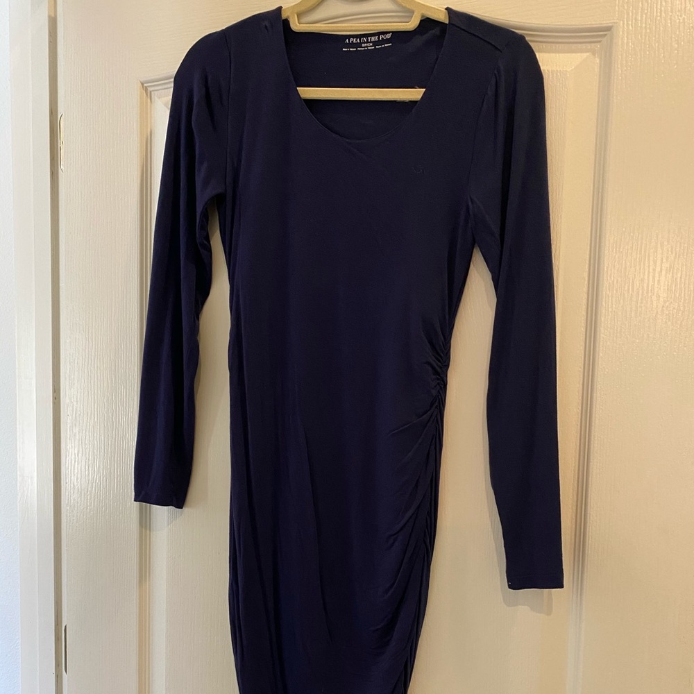A Pea in the Pod midi maternity dress navy blue